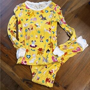 Little sleepies Disney Yellow Pajama Set with Cartoon Characters